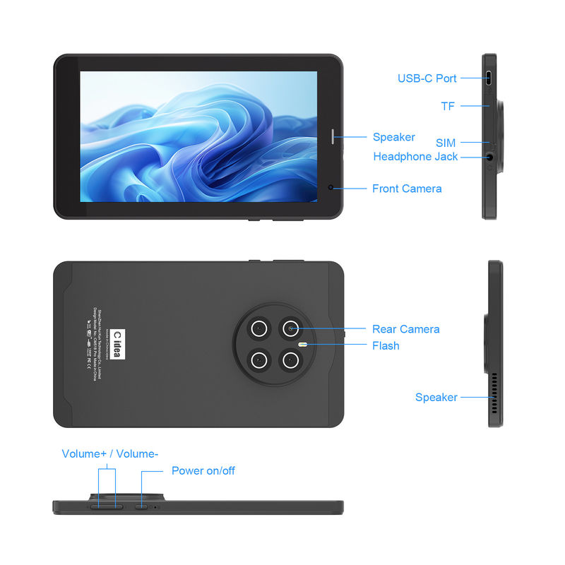C アイデア Android 13 タブレット 512GB シム付き 7インチ タブレット PC for Students CM518 Pro ブラック