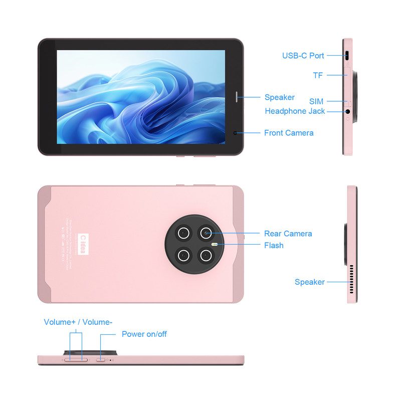 C アイデア 7 インチ タブレット SIM Wifi Android タブレット PC 学生向け CM518 Pro ピンク
