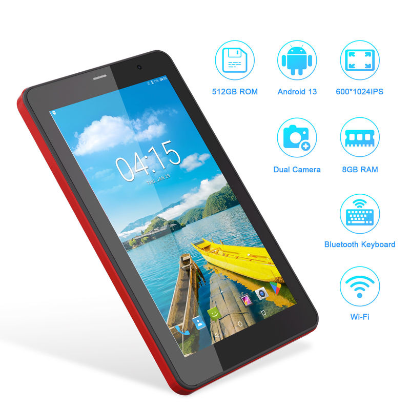 C アイデア Android 13 タブレット シム付き Wifi 7インチタッチスクリーン タブレット 学生向け CM518 Pro 赤