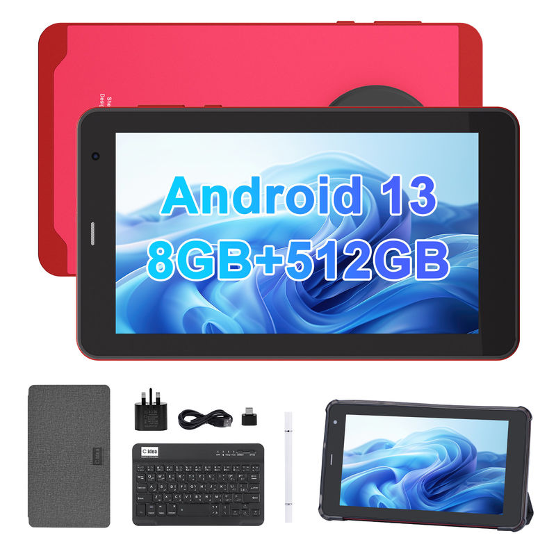 C アイデア Android 13 タブレット シム付き Wifi 7インチタッチスクリーン タブレット 学生向け CM518 Pro 赤