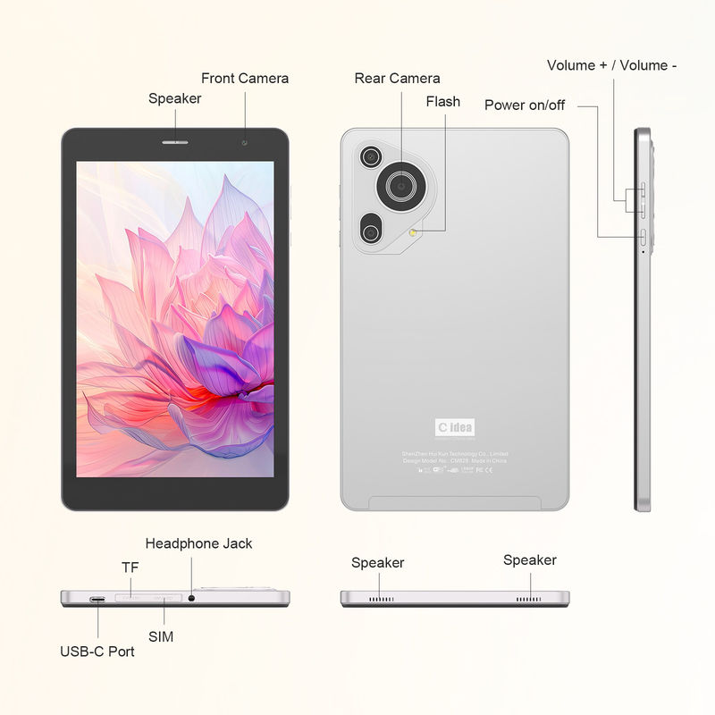 C アイデア 8インチ タブレット 双カメラタッチスクリーン スマートタブレット PC 携帯通話 CM828 シルバー