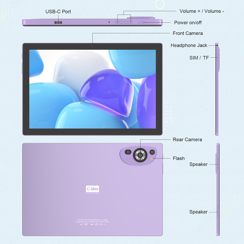 C アイデア Android 14 タブ 512GB 学生向けの教育タブレット キーボード Cm8200プラス紫