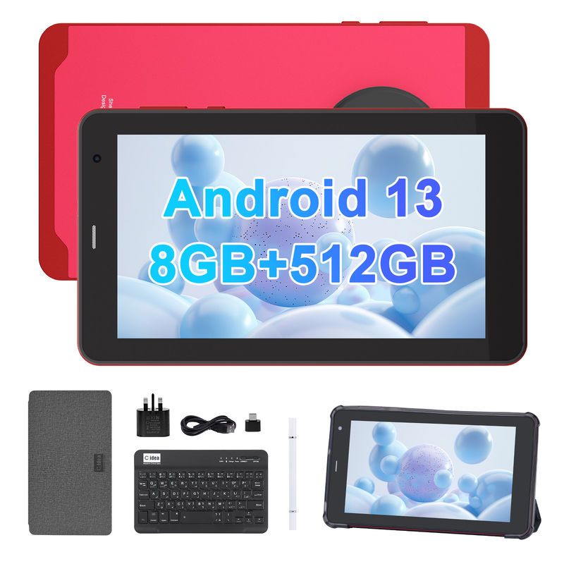 C アイディア 7インチ Android 13 タブレット,ダブルカメラ,シムサポート,タッチスクリーンタブレット 学生向け CM518pro レッド