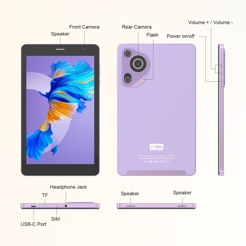 C アイデア 8インチ タブレット WIFI ゲーム教育 Android タブレット 学生用 CM828 紫