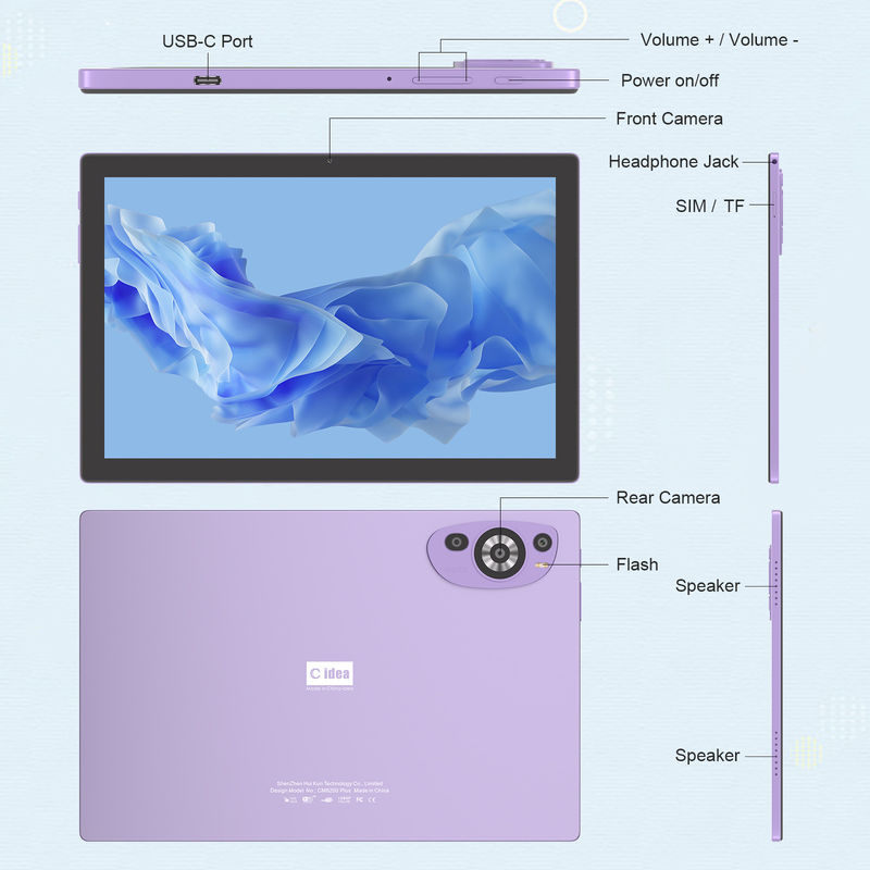 C アイデア 10インチ 512GB Android 14 学生向け教育タブレット SIM CM8200Plus パープル