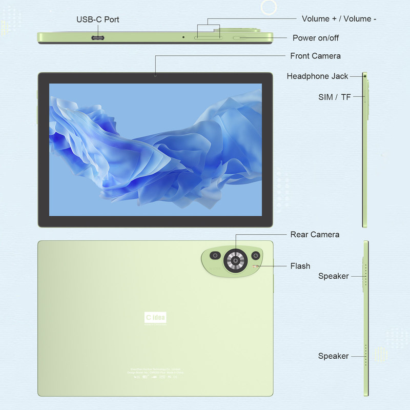 C アイデア WIFI Android 14 タッチスクリーン タブレット キーボードとマウス CM8200プラス グリーン