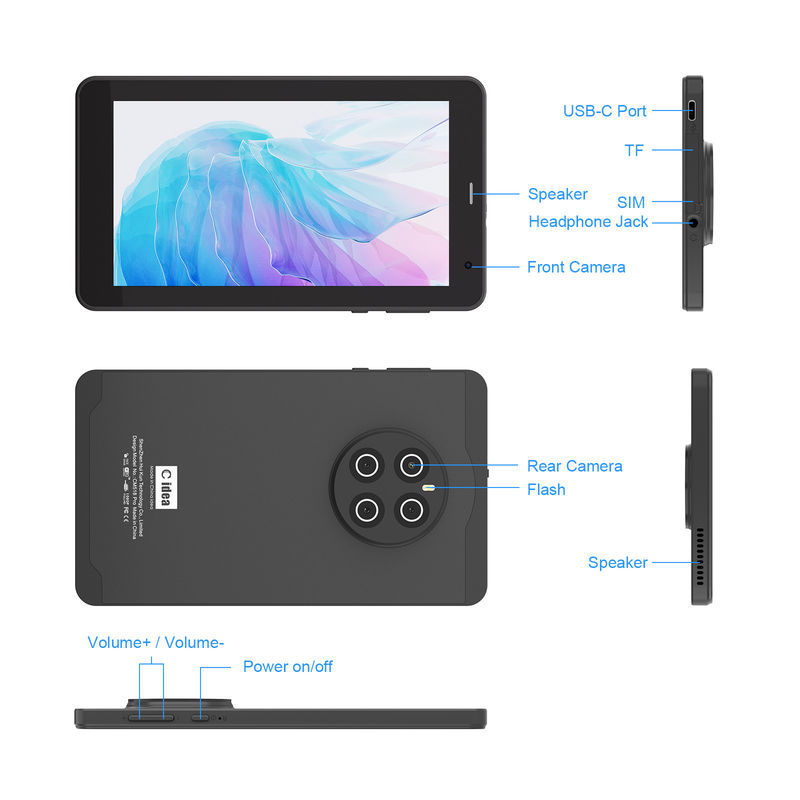 C アイデア Android 13 タブレット 512GB シム付き 7インチ タブレット PC CM518 Pro ブラック
