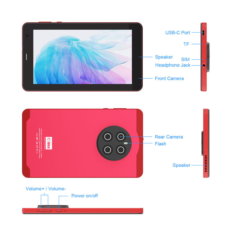 C アイデア Android 13 タブレット シム付き Wifi 7 インチタッチスクリーン タブレット CM518 Pro 赤