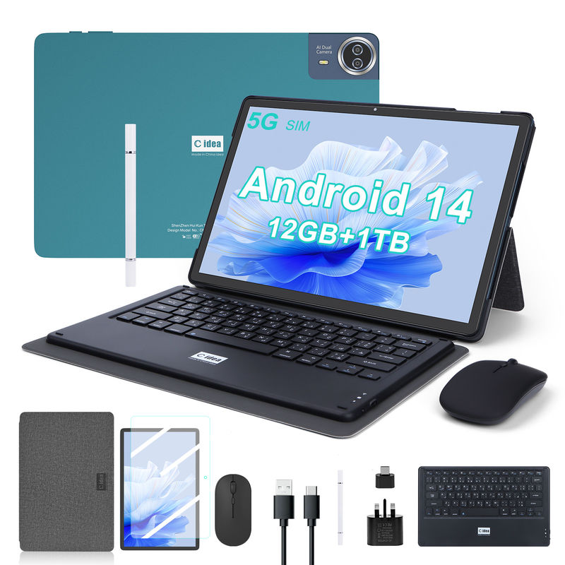 C アイデア 14 インチ タブレット 大きいバッテリー スマートタブレット PC キーボードとマウス CM14000プラスブルー