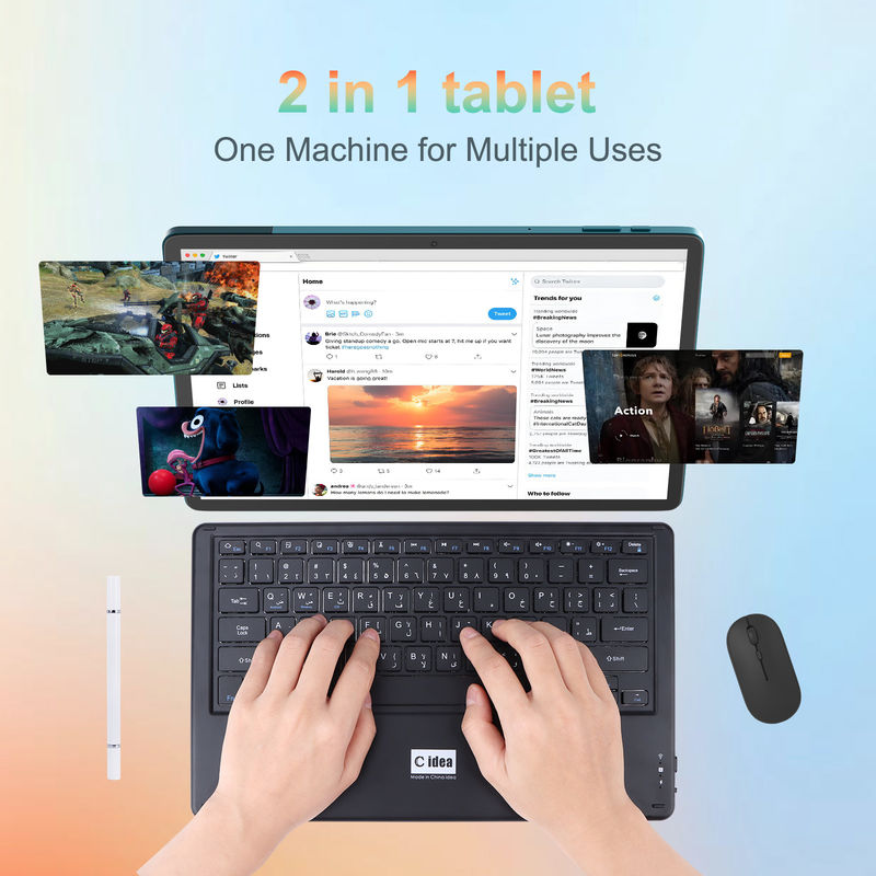 C アイデア 14 インチ タブレット 大きいバッテリー スマートタブレット PC キーボードとマウス CM14000プラスブルー