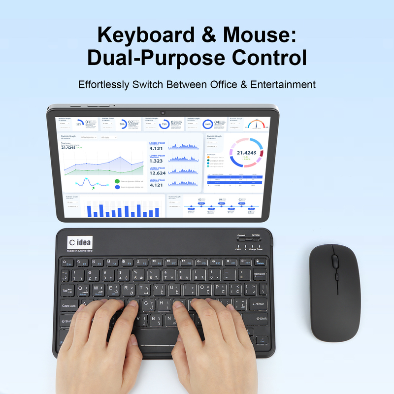 C Idea 10.1インチ タブレットPC Android 15 タブレット キーボードとマウス付き CM8800plus グレー