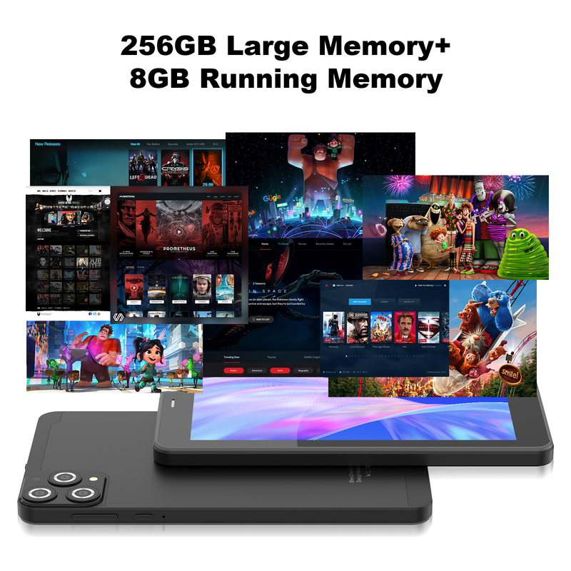 C idea 7インチ Wifi タブレット ケース付き 8+256GB ストレージ クアッドコアプロセッサ 600x1024 IPS タッチスクリーン CM516 ブラック