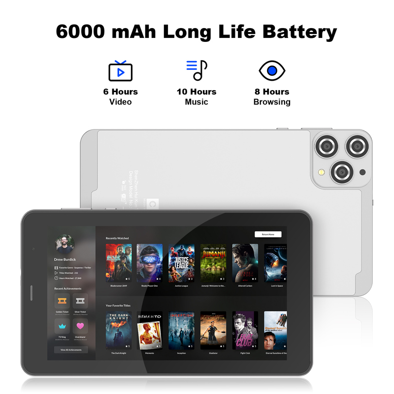 Cアイディア 7インチ Wifi タブレット ケース 8+256GB ストレージ クアッドコア プロセッサ 600x1024 IPS タッチスクリーン CM516 シルバー