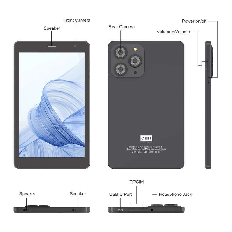 C アイデア 8インチ Wifi タブレット 8+512GB ストレージ クアッドコア プロセッサ 800x1280 IPS タッチスクリーン 赤 CM817 Pro