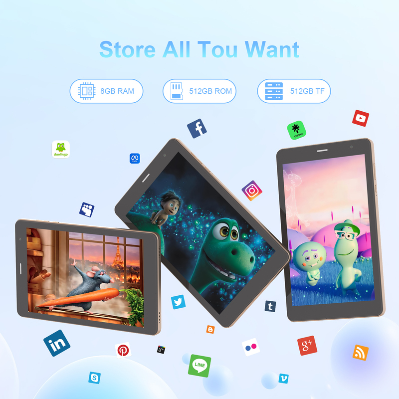 C アイデア 8インチ Wifi タブレット 8+512GB ストレージ クアッドコアプロセッサ 800x1280 IPS タッチスクリーン 金色 CM817 Pro