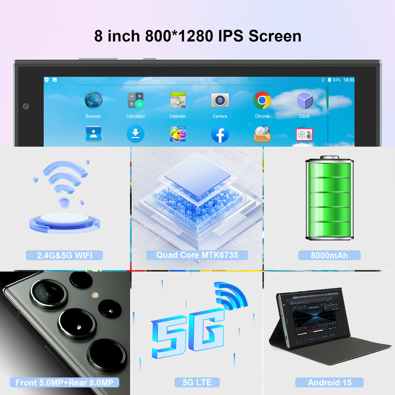 C アイデア 8インチ Wifi タブレット 8+512GB ストレージ クアッドコア プロセッサ 800x1280 IPS タッチスクリーン 緑 CM824