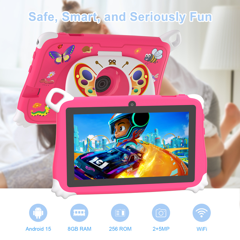 C アイデア Android 15 キッズ タブレット 8+256GB 教育タブレット キッズパッド フレンドリーAPP CM86ピンク