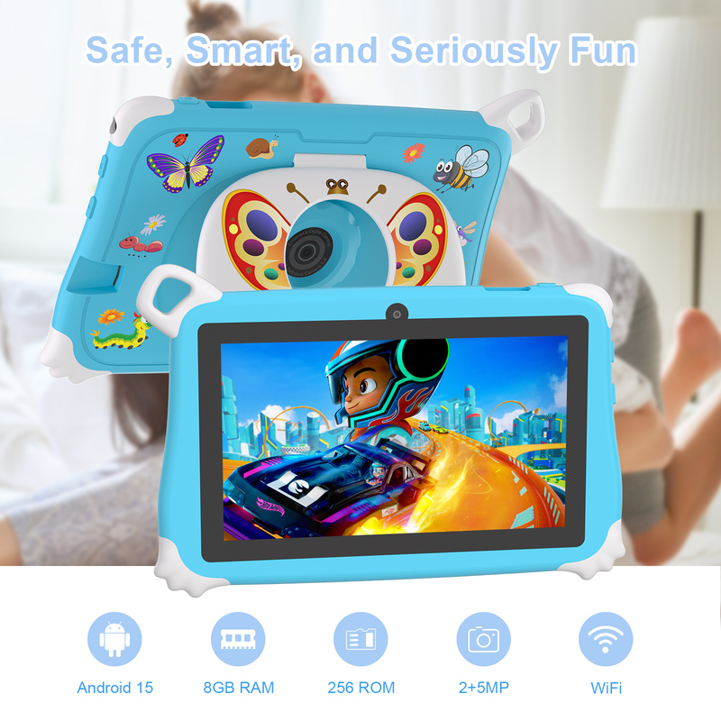 C Idea Android 15 キッズタブレット 8+256GB 教育用タブレット Kidspad フレンドリーAPP CM86 ブルー