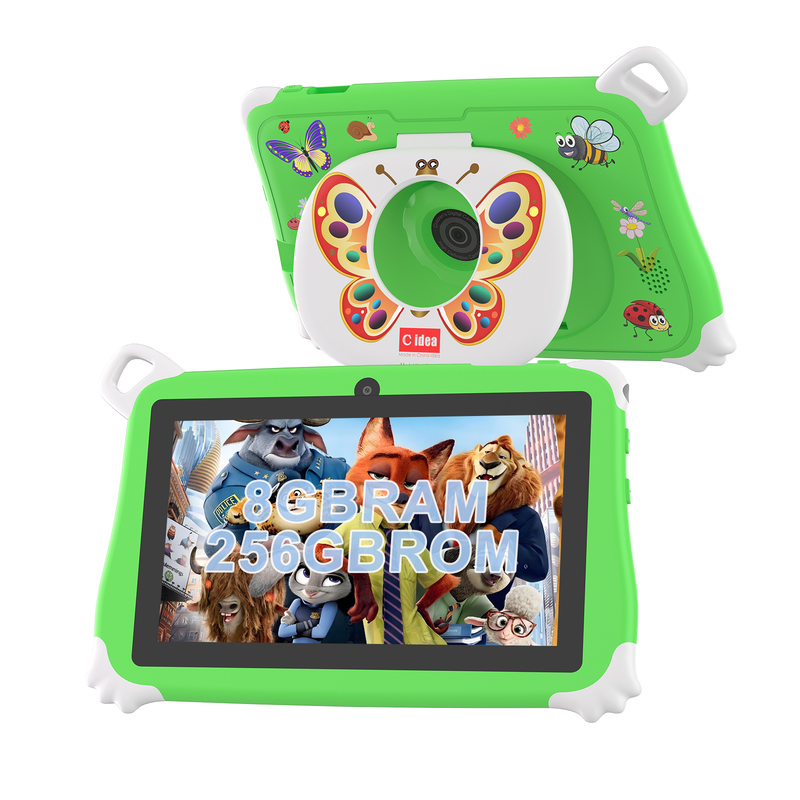 C アイデア Android 15 キッズ タブレット 8+256GB 教育タブレット キッズパッド フレンドリーAPP CM86緑色