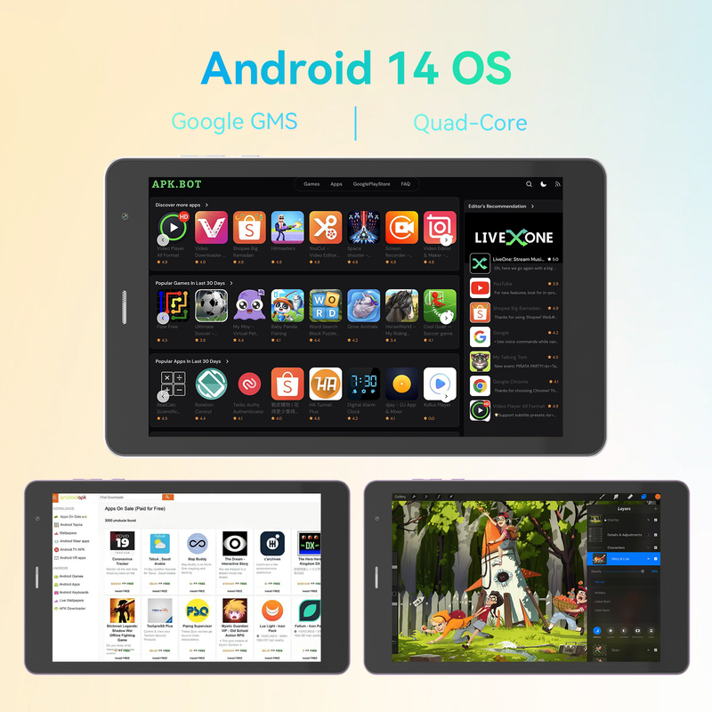 C アイデア 青春シルバー 8 インチ タブレット Android 15 TFカードスロット,Wi-Fi,8GB +512GB,800*1280 IPS インセル CM828