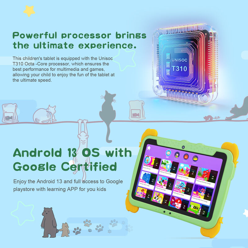 C アイデア キッズ タブ 10.1インチ Android 13 タブレット 子供用 4GB RAM 64GB ROM 保護眼 タッチスクリーン 3-8歳