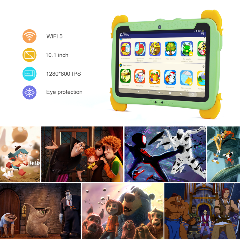 C アイデア キッズ タブ 10.1インチ Android 13 タブレット 子供用 4GB RAM 64GB ROM 保護眼 タッチスクリーン 3-8歳