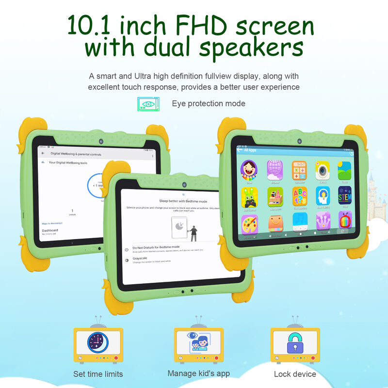 C アイデア キッズ タブ 10.1インチ Android 13 タブレット 子供用 4GB RAM 64GB ROM 保護眼 タッチスクリーン 3-8歳