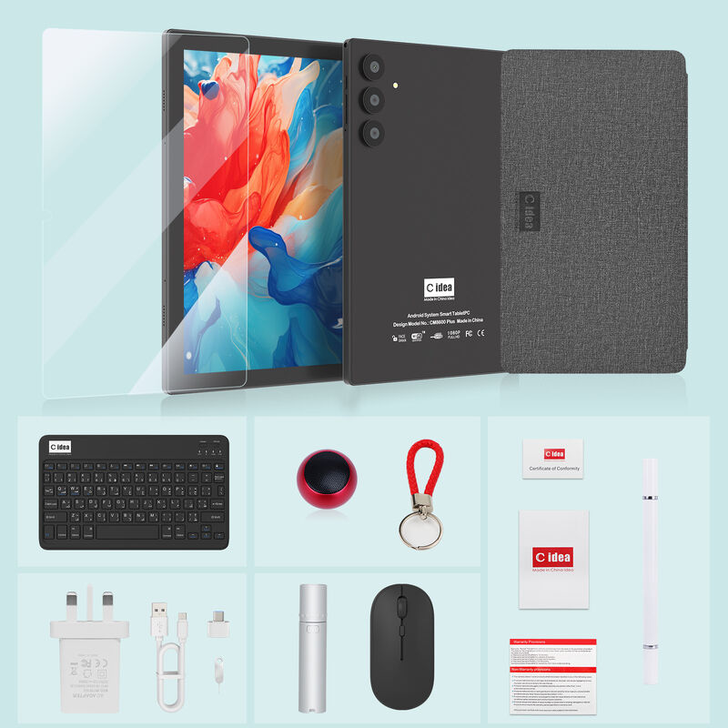 C Idea 10.1 インチ タブレット PC デュアルカメラ Wi-Fi HD 容量性スクリーン解像度 8GB RAM 1TB ROM エンターテイメントおよびビジネス用途 (ブラック)